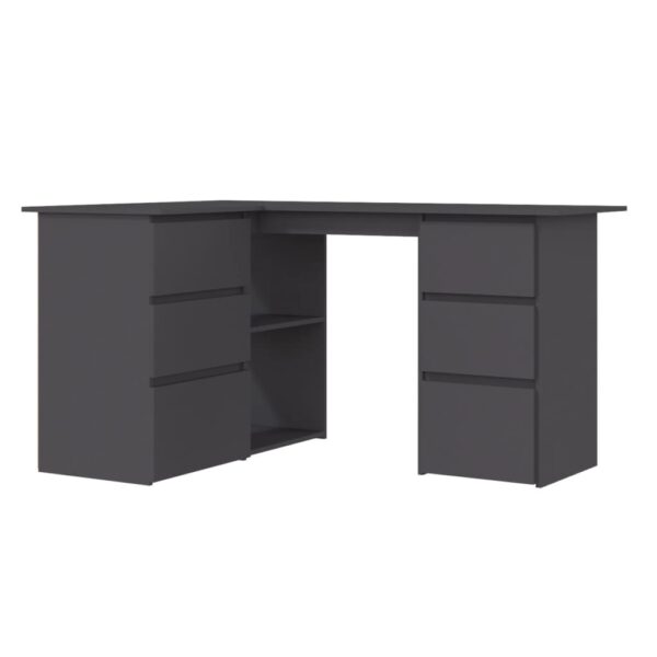 vidaXL Corner Desk Gray 57.1"x39.4"x29.9" Engineered Wood - Image 2