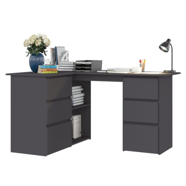 vidaXL Corner Desk Gray 57.1"x39.4"x29.9" Engineered Wood - Image 4