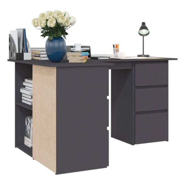 vidaXL Corner Desk Gray 57.1"x39.4"x29.9" Engineered Wood - Image 5