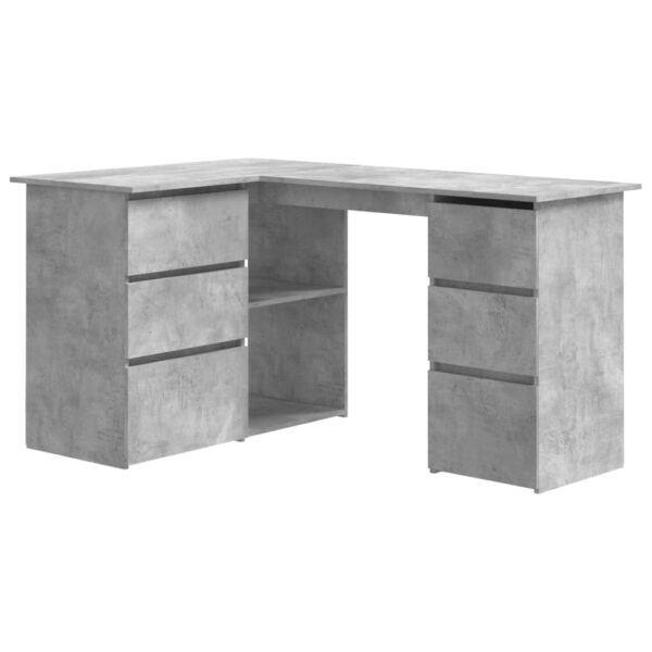 vidaXL Corner Desk Concrete Gray 57.1"x39.4"x29.9" Engineered Wood - Image 2