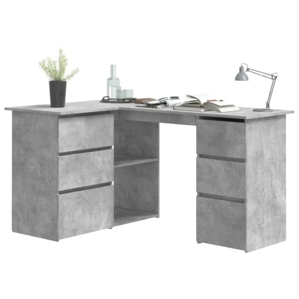 vidaXL Corner Desk Concrete Gray 57.1"x39.4"x29.9" Engineered Wood - Image 3