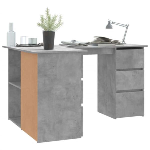 vidaXL Corner Desk Concrete Gray 57.1"x39.4"x29.9" Engineered Wood - Image 4