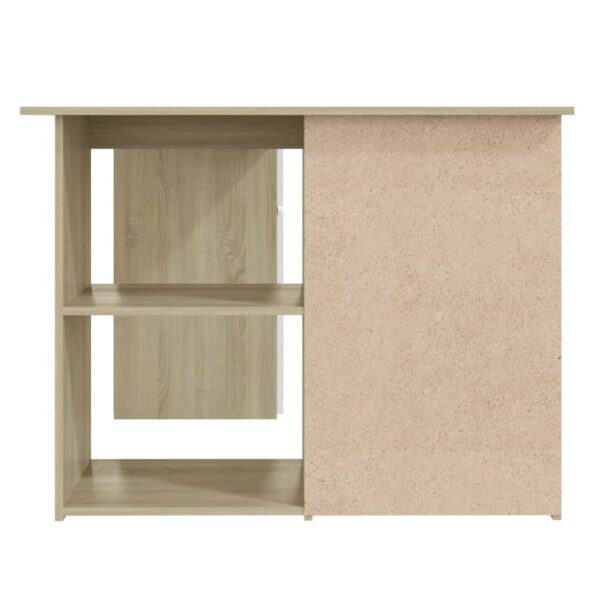 vidaXL Corner Desk White and Sonoma Oak 57.1"x39.4"x29.9" Engineered Wood - Image 7