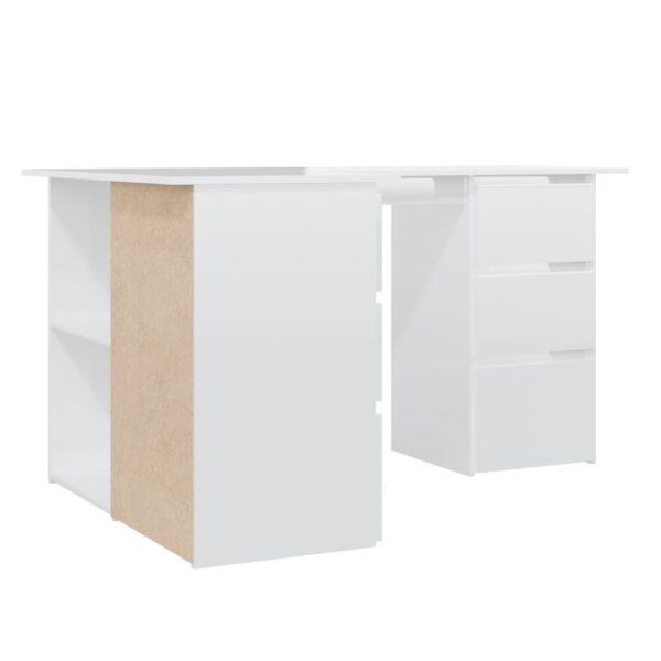 vidaXL Corner Desk High Gloss White 57.1"x39.4"x29.9" Engineered Wood - Image 5