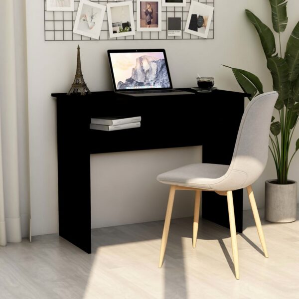 vidaXL Desk Black 35.4"x19.7"x29.1" Engineered Wood