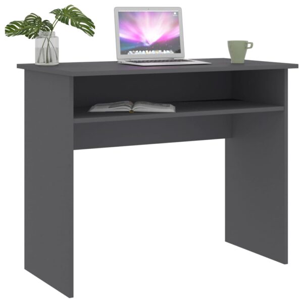 vidaXL Desk Gray 35.4"x19.7"x29.1" Engineered Wood - Image 3