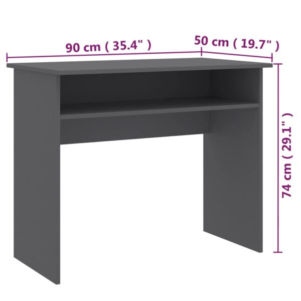 vidaXL Desk Gray 35.4"x19.7"x29.1" Engineered Wood - Image 6