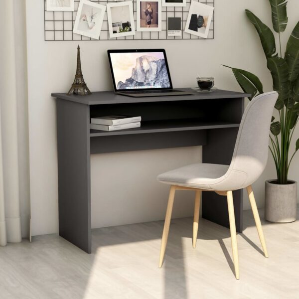 vidaXL Desk Gray 35.4"x19.7"x29.1" Engineered Wood