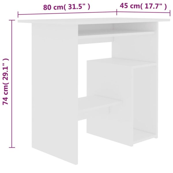 vidaXL Desk White 31.5"x17.7"x29.1" Engineered Wood - Image 7