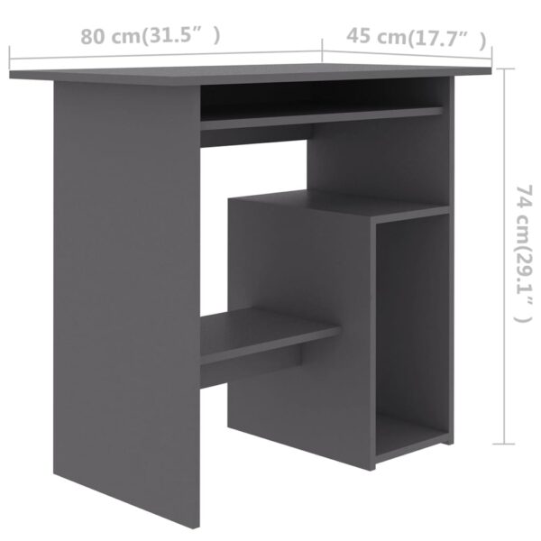 vidaXL Desk Gray 31.5"x17.7"x29.1" Engineered Wood - Image 7