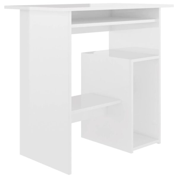 vidaXL Desk High Gloss White 31.5" x 17.7" x 29.1" Engineered Wood - Image 2