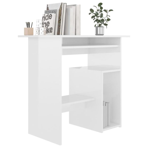 vidaXL Desk High Gloss White 31.5" x 17.7" x 29.1" Engineered Wood - Image 3