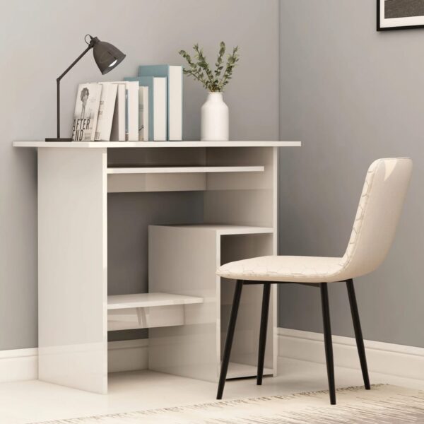 vidaXL Desk High Gloss White 31.5" x 17.7" x 29.1" Engineered Wood