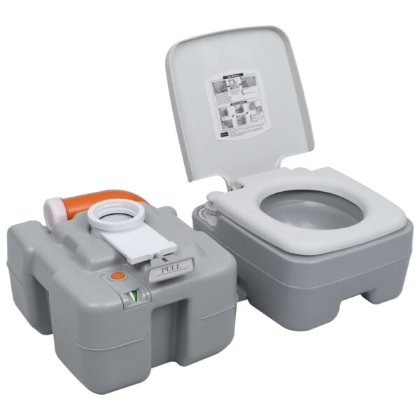 vidaXL Portable Camping Toilet Gray 5.3+2.6 gal - Image 4