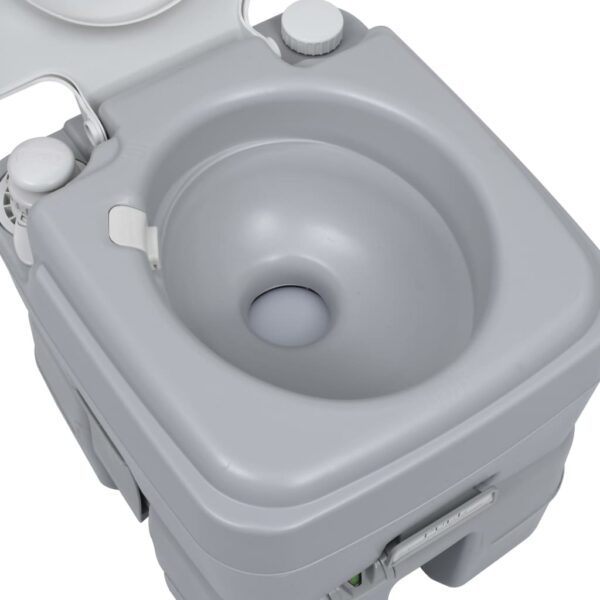 vidaXL Portable Camping Toilet Gray 5.3+2.6 gal - Image 6