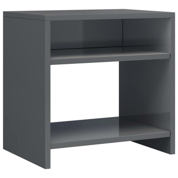 vidaXL Bedside Cabinet High Gloss Gray 15.7"x11.8"x15.7" Engineered Wood - Image 2