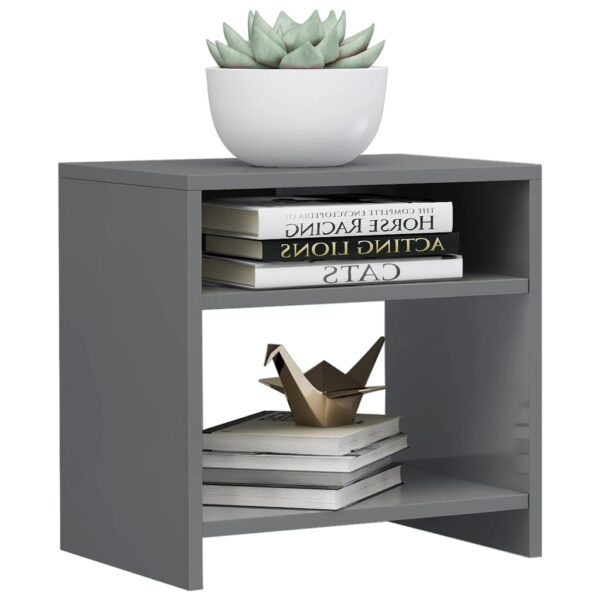 vidaXL Bedside Cabinet High Gloss Gray 15.7"x11.8"x15.7" Engineered Wood - Image 3