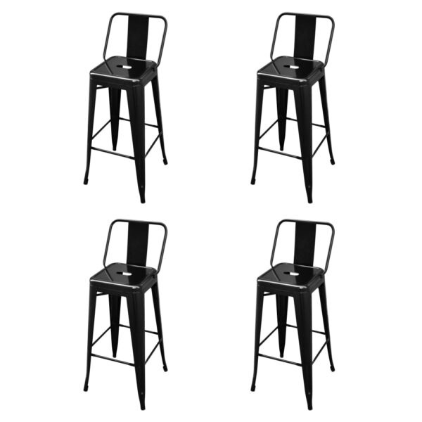 vidaXL Bar Stools 4 pcs Black Steel