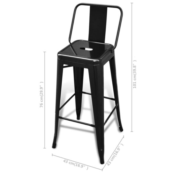 vidaXL Bar Stools 4 pcs Black Steel - Image 4