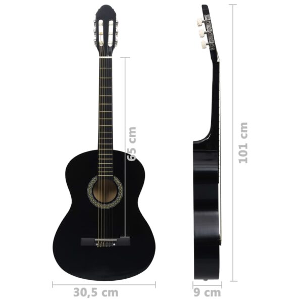 vidaXL Classical Guitar for Beginner Black 4/4 39" Basswood - Image 7