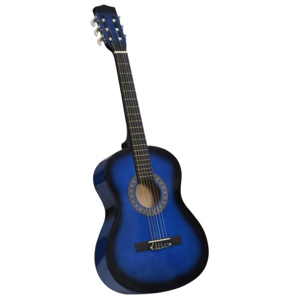 vidaXL 8 Piece Classical Guitar Kid Beginner Set Blue 3/4 36" - Image 5