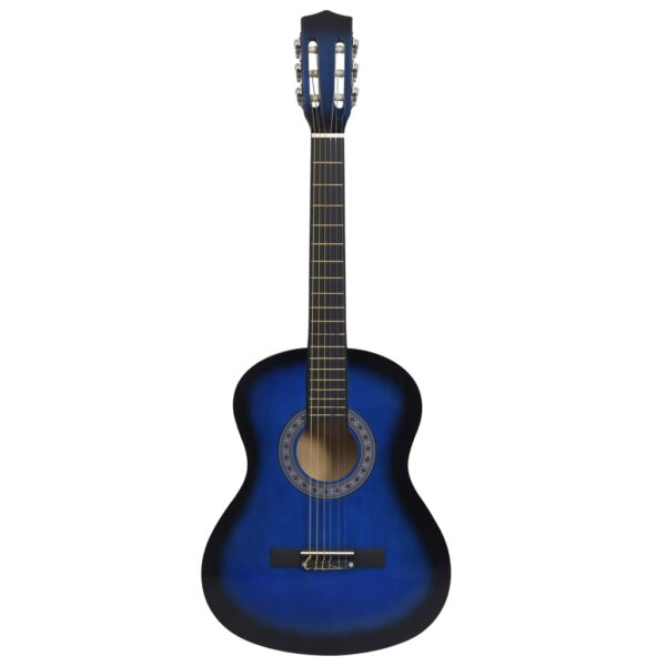 vidaXL 8 Piece Classical Guitar Kid Beginner Set Blue 3/4 36" - Image 6