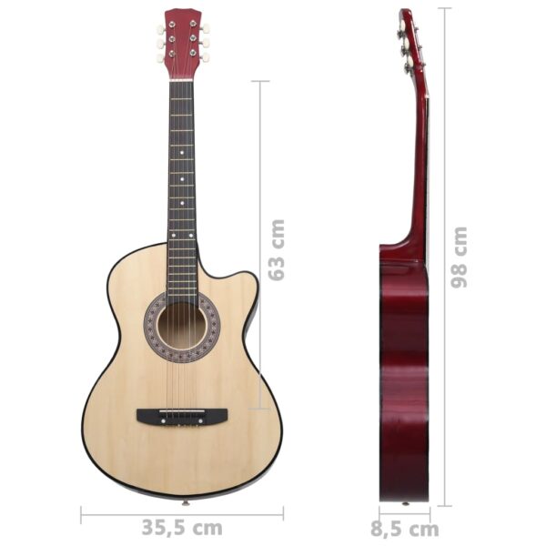 vidaXL Western Acoustic Cutaway Guitar with 6 Strings 38" Basswood - Image 7