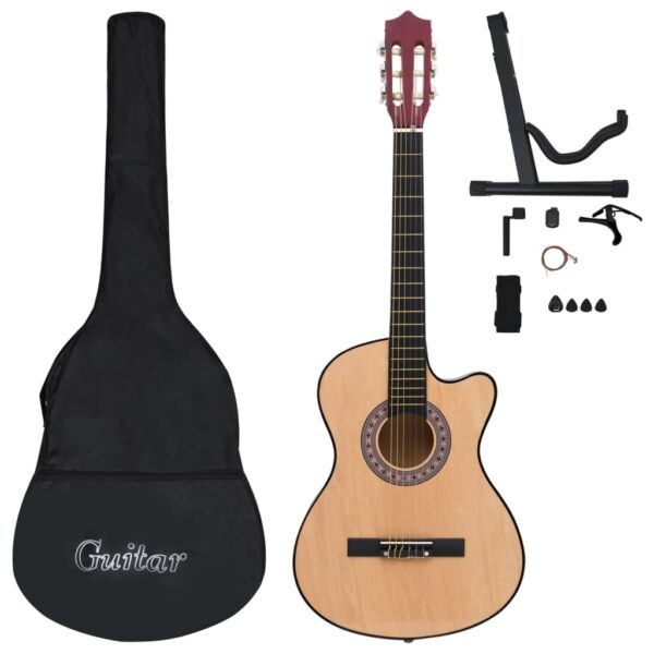 vidaXL 12 Piece Western Acoustic Cutaway Guitar Set with 6 Strings 38" - Image 2