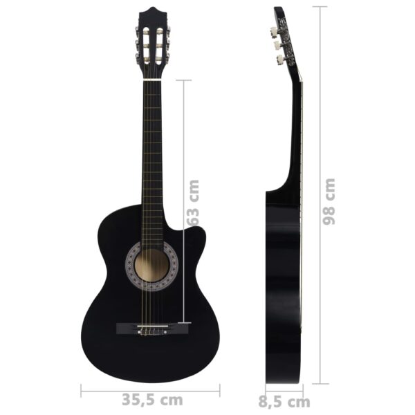 vidaXL Western Classical Cutaway Guitar with 6 Strings Black 38" - Image 7