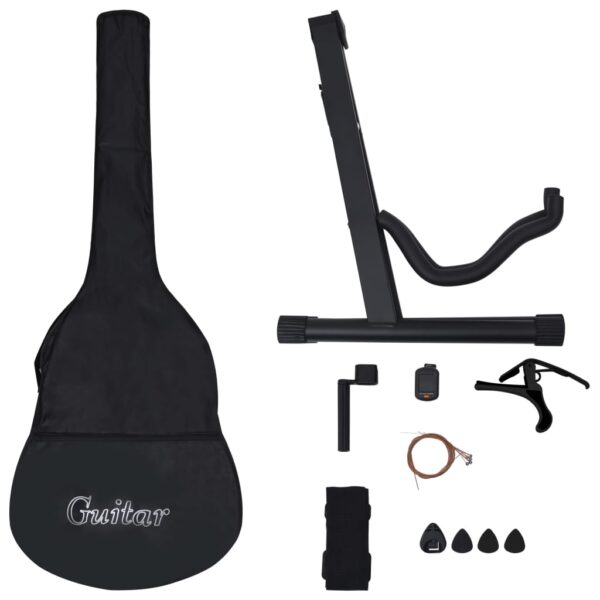 vidaXL 12 Piece Western Classical Guitar Set with 6 Strings Black 38" - Image 4