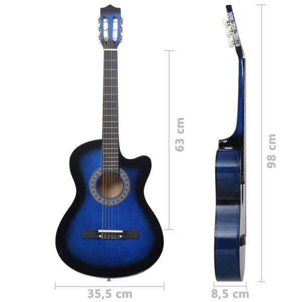 vidaXL Western Classical Cutaway Guitar with 6 Strings Blue Shaded 38" - Image 7