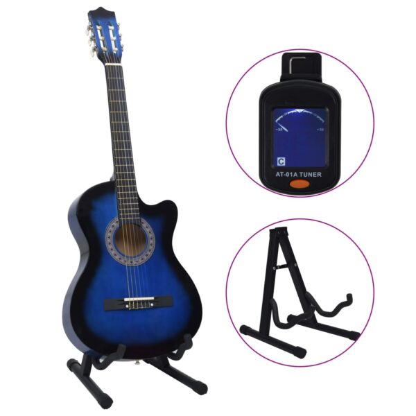 vidaXL 12 Piece Western Classical Guitar Set with 6 Strings Blue 38" - Image 3