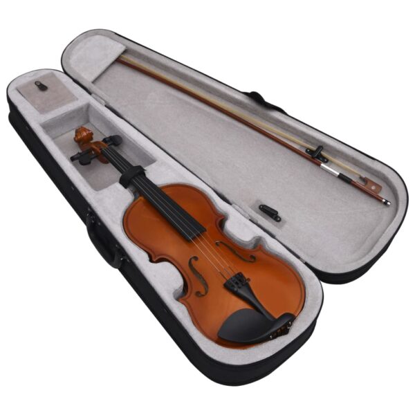 vidaXL Violin Full Set with Bow and Chin Rest Dark Wood 4/4 - Image 2