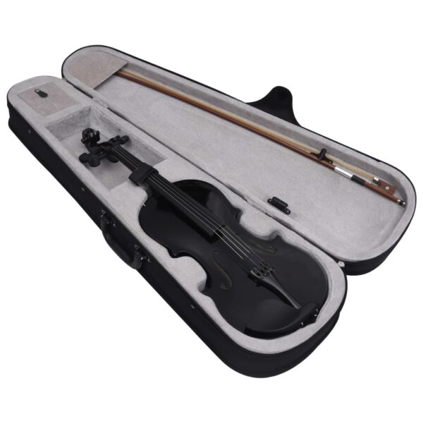 vidaXL Violin Full Set with Bow and Chin Rest Black 4/4 - Image 2