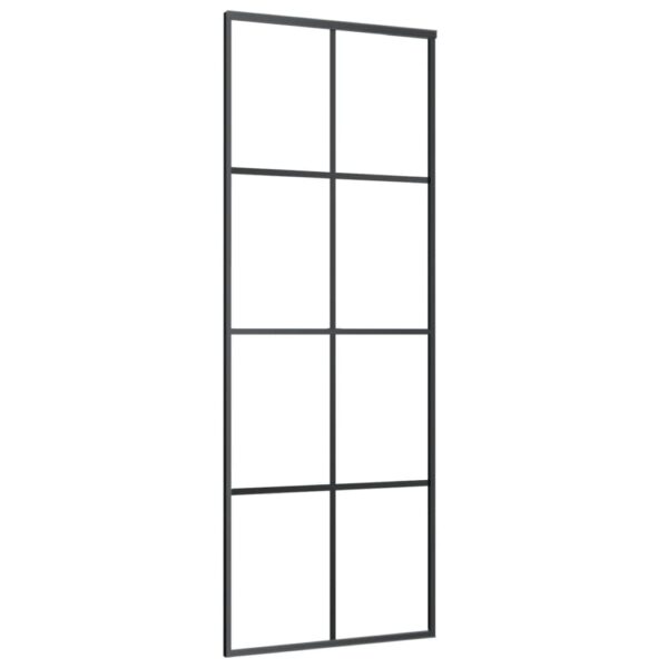 vidaXL Sliding Door Aluminum and ESG Glass 29.9"x80.7" Black - Image 2