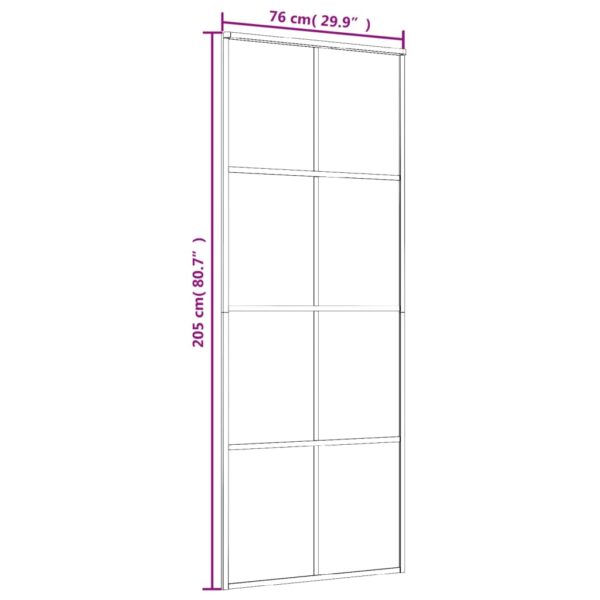 vidaXL Sliding Door Aluminum and ESG Glass 29.9"x80.7" Black - Image 6