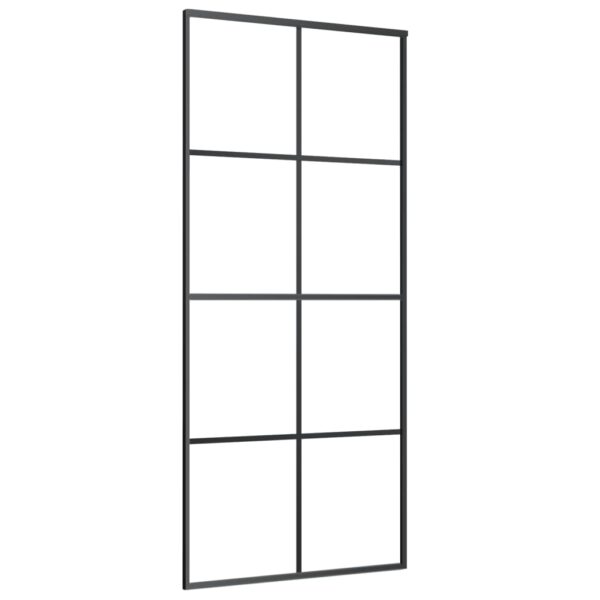 vidaXL Sliding Door Aluminum and ESG Glass 35.4"x80.7" Black - Image 2