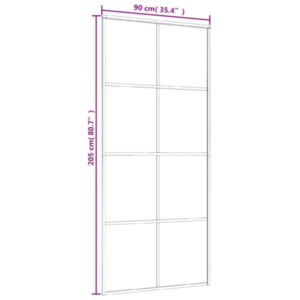 vidaXL Sliding Door Aluminum and ESG Glass 35.4"x80.7" Black - Image 6