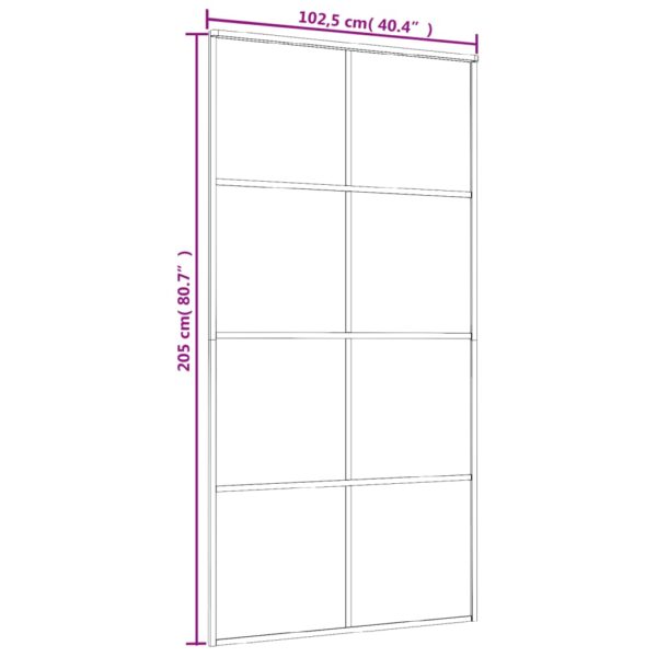 vidaXL Sliding Door Aluminum and ESG Glass 40.4"x80.7" Black - Image 6