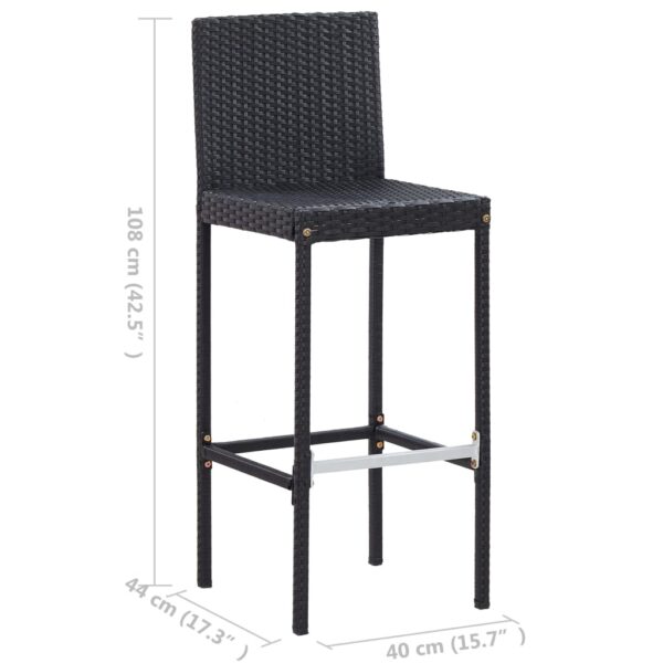 vidaXL 7 Piece Patio Bar Set with Cushions Poly Rattan Black - Image 12