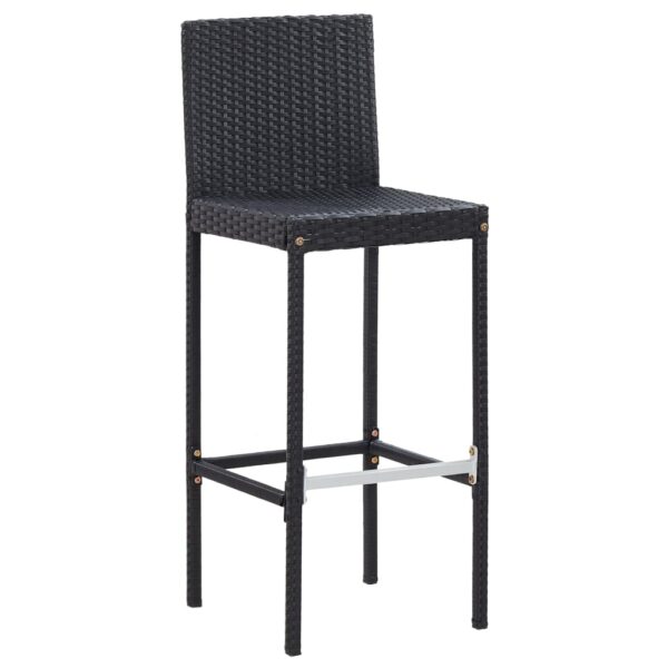 vidaXL 7 Piece Patio Bar Set with Cushions Poly Rattan Black - Image 3