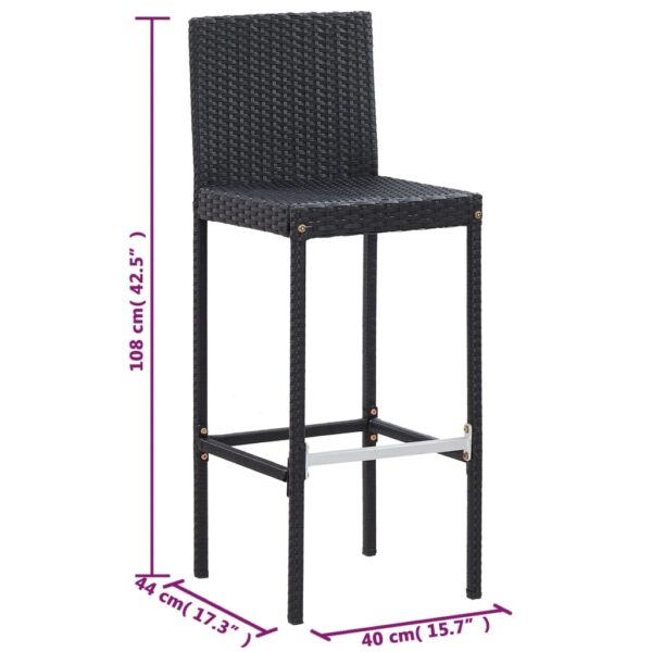 vidaXL 5 Piece Patio Bar Set Poly Rattan and Acacia Wood Black - Image 11