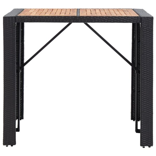 vidaXL 5 Piece Patio Bar Set Poly Rattan and Acacia Wood Black - Image 7