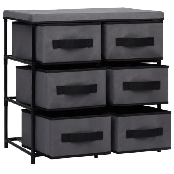 vidaXL Storage Cabinet with 6 Drawers 21.7"x11.4"x21.7" Gray Steel - Image 4