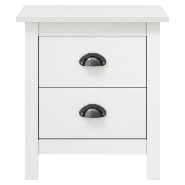 vidaXL Bedside Cabinet Hill White 18.1"x13.8"x19.5" Solid Pine Wood - Image 2