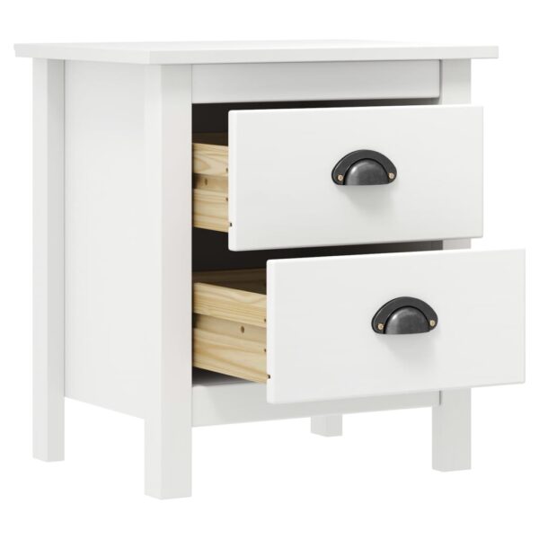 vidaXL Bedside Cabinet Hill White 18.1"x13.8"x19.5" Solid Pine Wood - Image 3