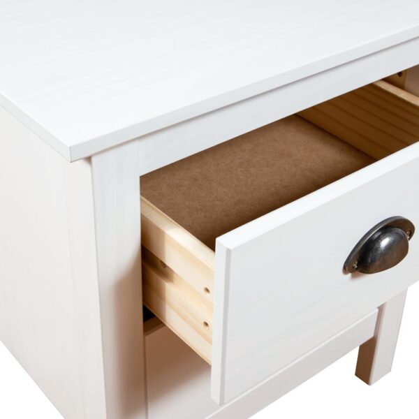 vidaXL Bedside Cabinet Hill White 18.1"x13.8"x19.5" Solid Pine Wood - Image 4