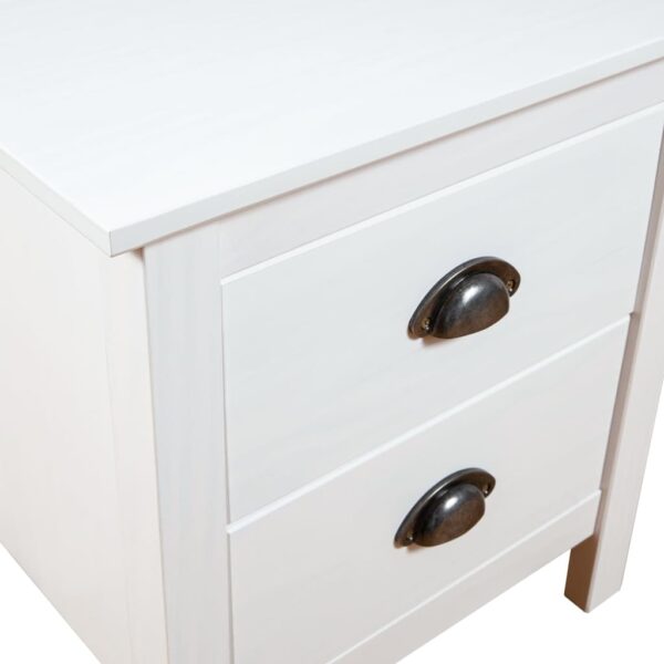 vidaXL Bedside Cabinet Hill White 18.1"x13.8"x19.5" Solid Pine Wood - Image 5