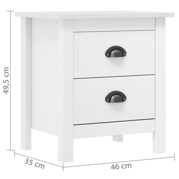 vidaXL Bedside Cabinet Hill White 18.1"x13.8"x19.5" Solid Pine Wood - Image 7