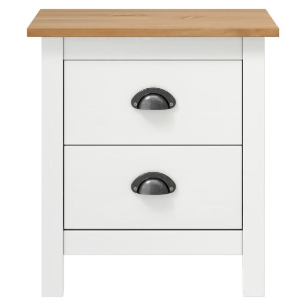 vidaXL Bedside Cabinet Hill White 18.1"x13.8"x19.5" Solid Pine Wood - Image 2